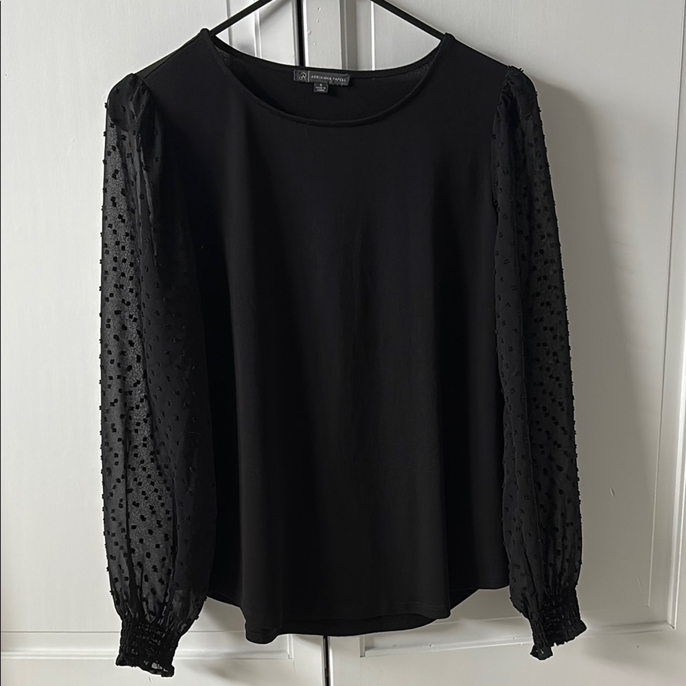 Black Women's Top with Sheer Sleeves